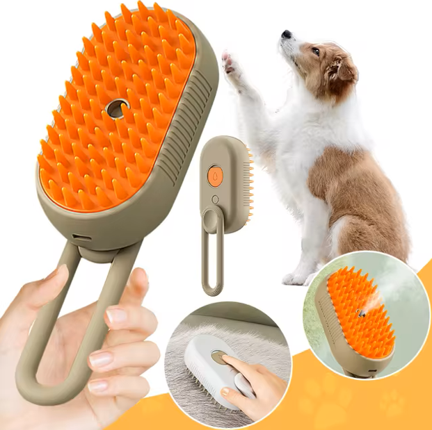 Cepillo de Vapor Relajante para Gatos y Perros – Quita Pelo sin Peleas