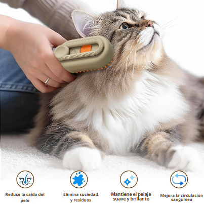 Cepillo de Vapor Relajante para Gatos y Perros – Quita Pelo sin Peleas