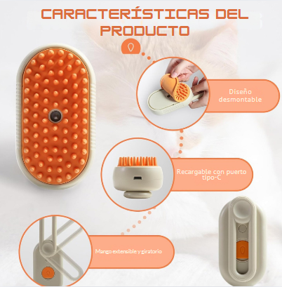 Cepillo de Vapor Relajante para Gatos y Perros – Quita Pelo sin Peleas
